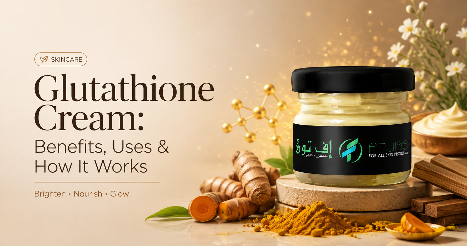 FTUNE Beauty Glutathione Cream 30g night skincare cream for brighter-looking skin and dark spots